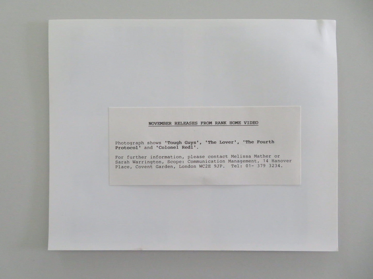 TOUGH GUYS + THE LOVER + THE FOURTH PROTOCOL + COLONEL REDL MOVIE STILL PHOTO Movie posters