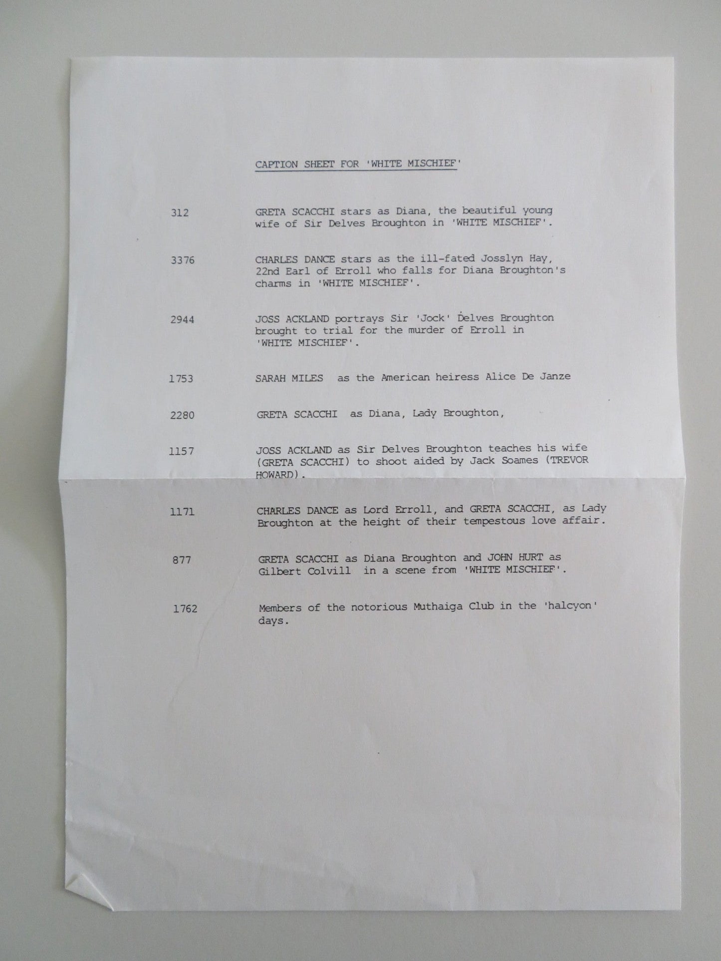 WHITE MISCHIEF MOVIE STILL PHOTO LOT OF 8 CHARLES DANCE SARAH MILES 1987 Movie posters