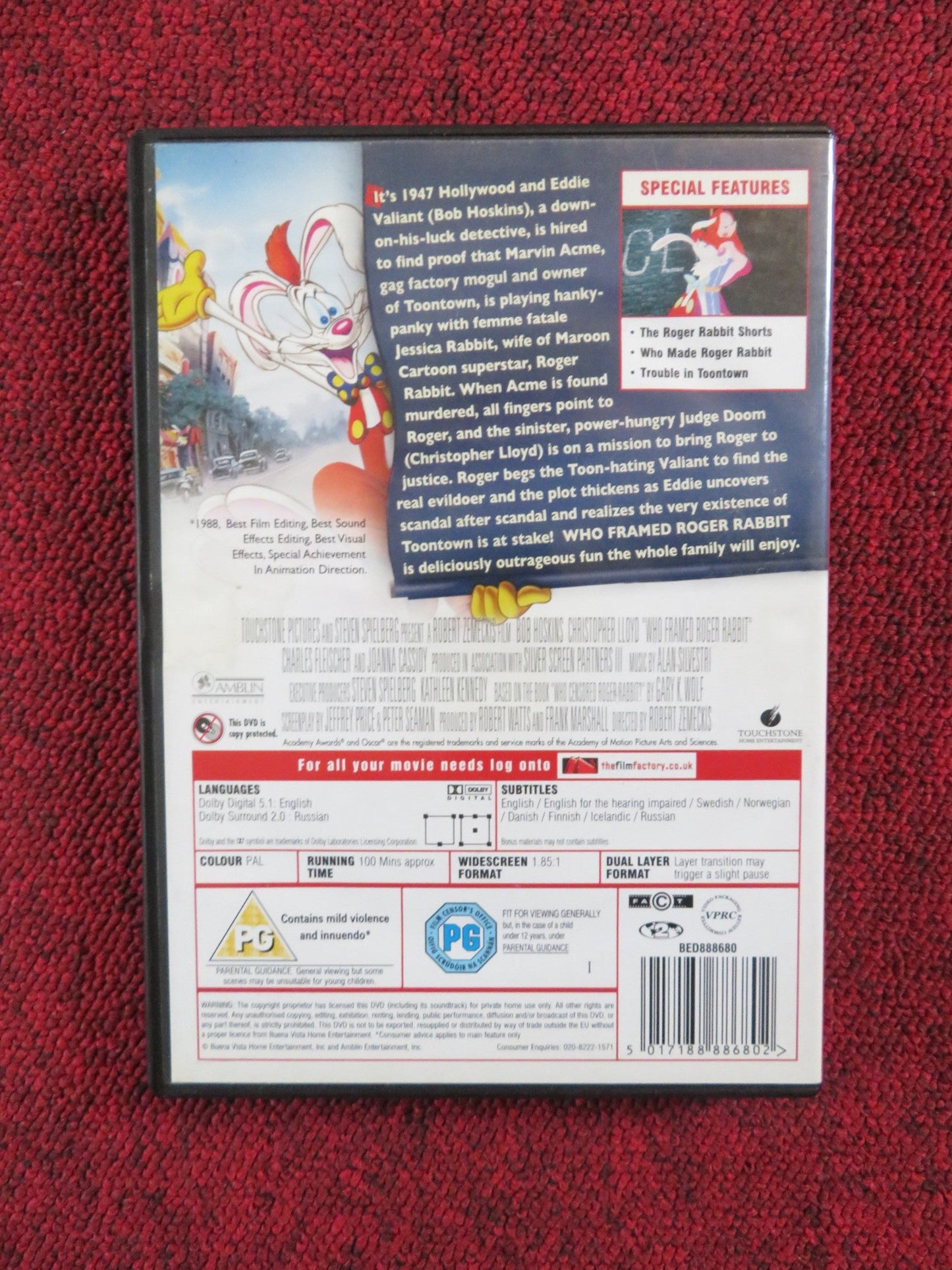 WHO FRAMED ROGER RABBIT (DVD) BOB HOSKINS CHRISTOPHER LLOYD 1988 REGION 2 Rendezvous Cinema Movie posters