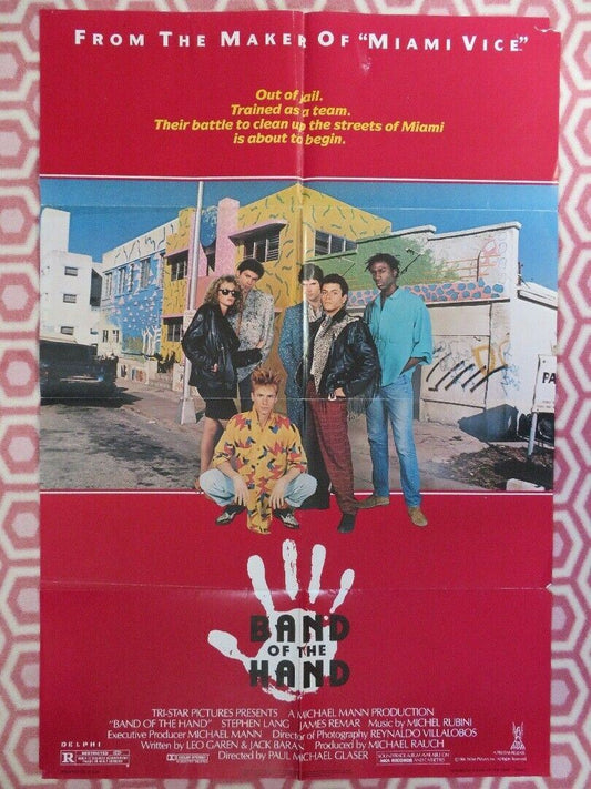 BAND OF THE HAND US FOLDED ONE SHEET POSTER STEPHEN LANG JAMES REMAR 1986
