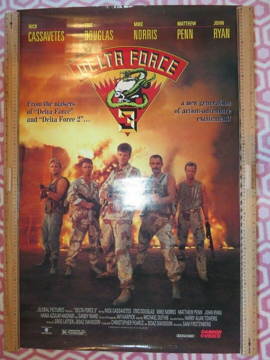 DELTA FORCE 3 US ONE SHEET  ROLLED POSTER MIKE NORRIS JOHN RYAN 1991