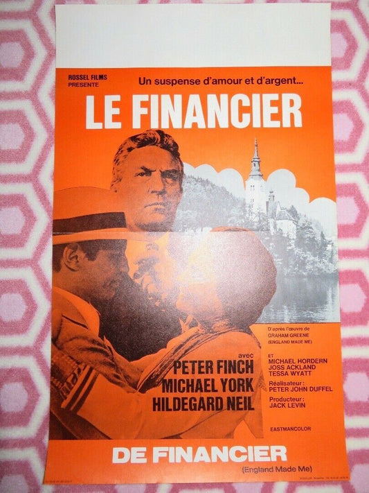 LE FINANCIER/ ENGLAND MADE ME BELGIUM (21.5"x 13") POSTER PETER FINCH 1973