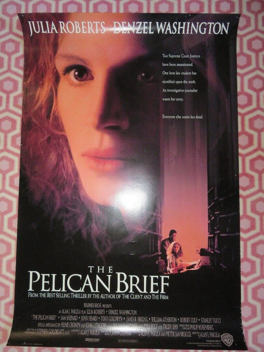 THE PELICAN BRIEF US ONE SHEET ROLLED POSTER JULIA ROBERTS DENZEL WASHINGTON '93