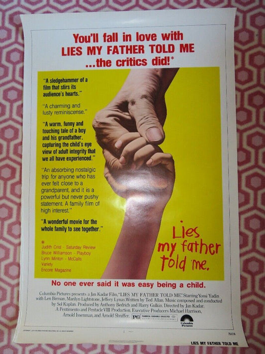 LIES MY FATHER TOLD ME US ONE SHEET ROLLED POSTER YOSSI YADIN  1975