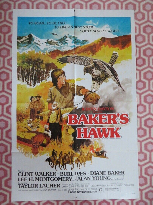 BAKER'S HAWK FOLDED US ONE SHEET POSTER CLINT WALKER BURL IVES 1976