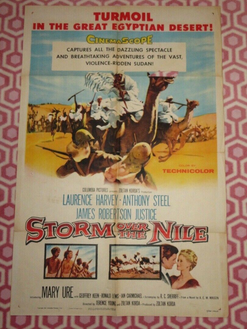 A STORM OVER  THE NILE FOLDED US ONE SHEET POSTER L HARVEY A STEEL 1956
