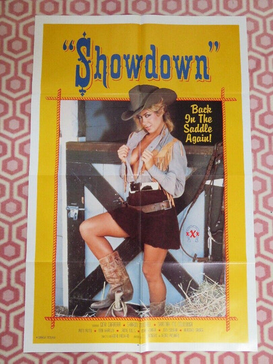 SHOWDOWN ADULT  FOLDED US ONE SHEET POSTER GINA CARRERS SHARON MITCHELL 1985