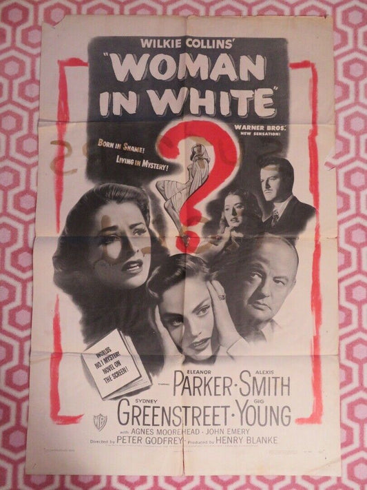 WOMAN IN WHITE FOLDED US ONE SHEET POSTER ELEANOR PAKER ALEXIS SMITH 1948