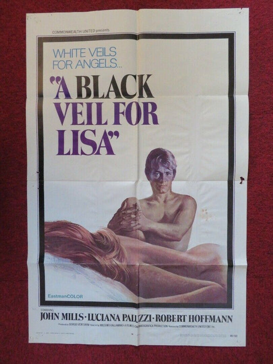 A BLACK VEIL FOR LISA FOLDED US ONE SHEET POSTER JOHN MILLS LUCIANA PAKUZZI 1969