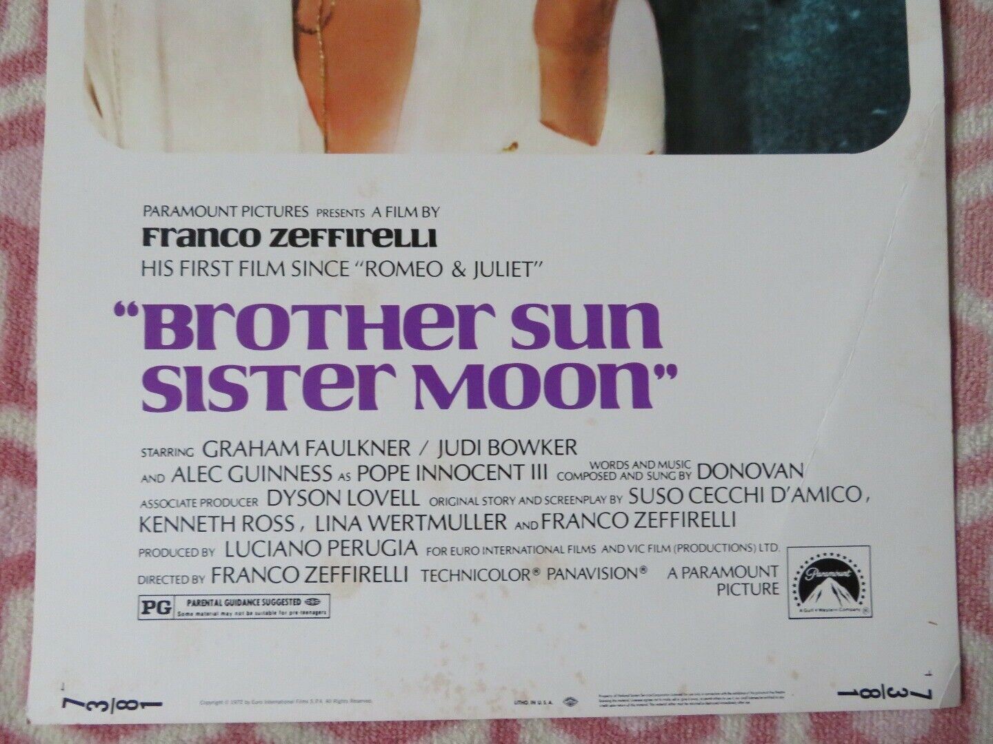 BROTHER SUN, SISTER MOON US INSERT (14"x 36") POSTER GRAHAM FAULKNER 1973 - Rendezvous Cinema