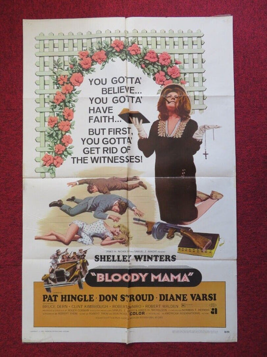 BLOODY MAMA  FOLDED US ONE SHEET POSTER PAT HINGLE DON STROUD 1970