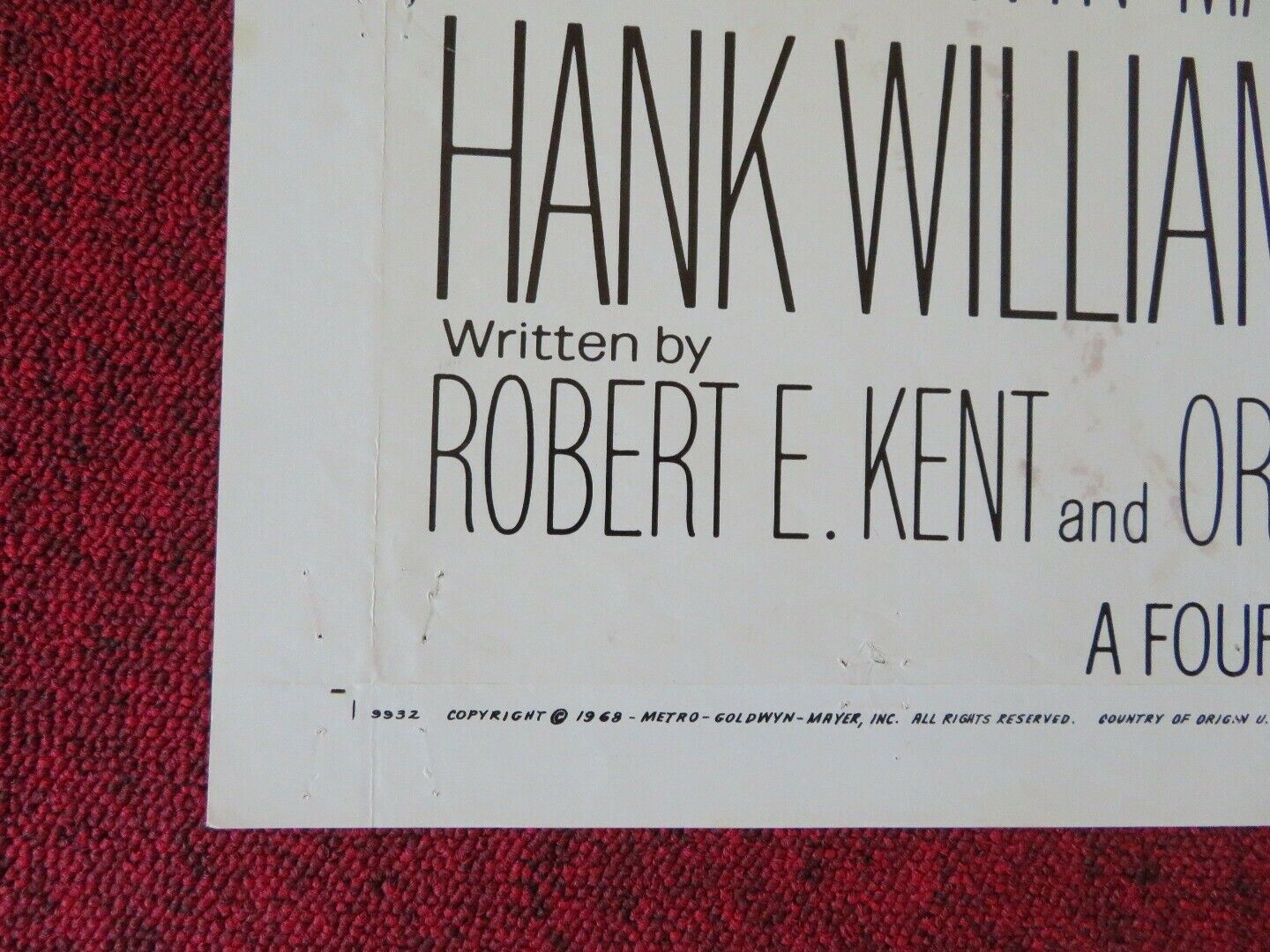 A TIME TO SING  FOLDED US ONE SHEET POSTER HANK WILLIAMS 1968
