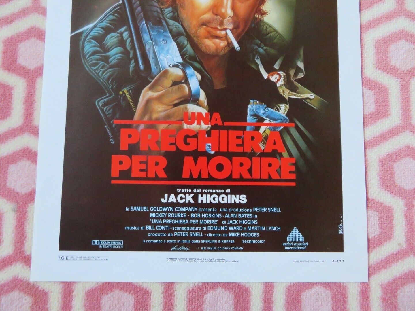 UNA PREFHIERA PER MORIRE ITALIAN LOCANDINA (27.5"x13.5") POSTER M ROURKE 1987 - Rendezvous Cinema