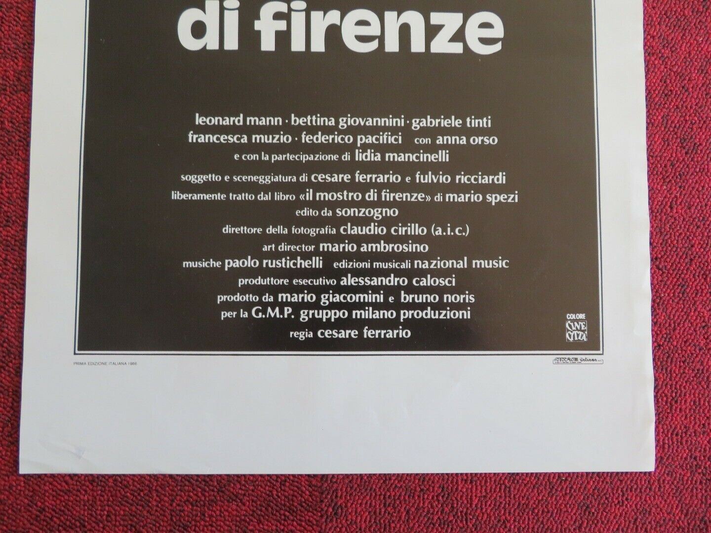 IL MOSTRO DI FIRENZE ITALIAN LOCANDINA (27.5"x13") POSTER 1986 - Rendezvous Cinema