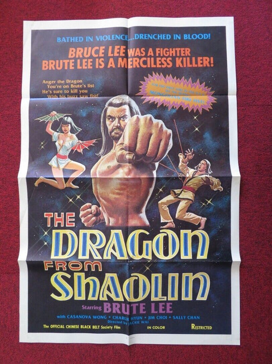 THE DRAGON FROM SHAOLIN FOLDED US ONE SHEET POSTER BRUTE LEE 1970's