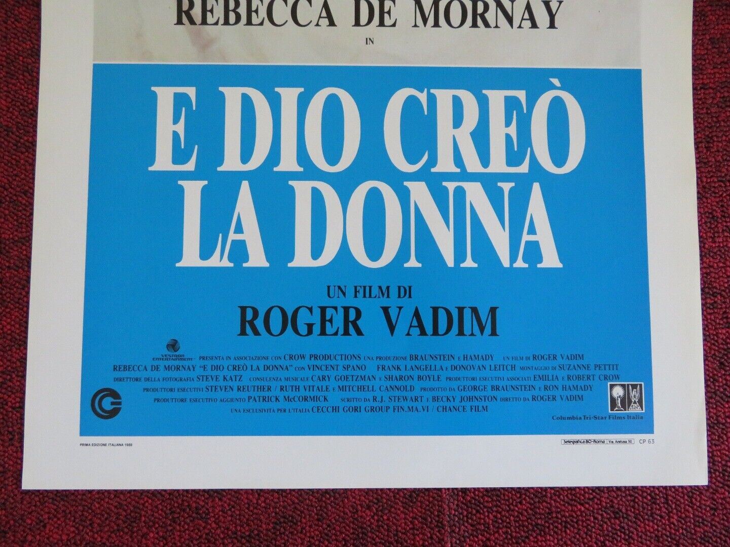 E DIO CREO LA DONNA ITALIAN LOCANDINA (27.5"x13") POSTER ROGER VADIM 1988 - Rendezvous Cinema