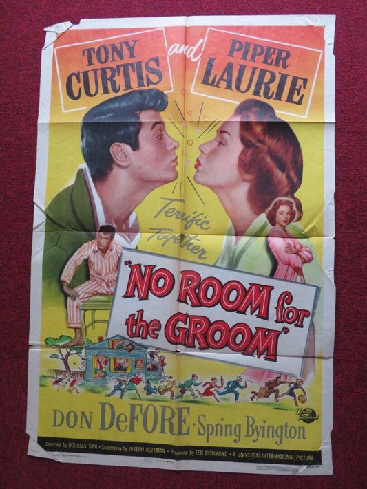 NO ROOM FOR THE GROOM FOLDED US ONE SHEET POSTER TONY CURTIS PIPER LAURIE 1952