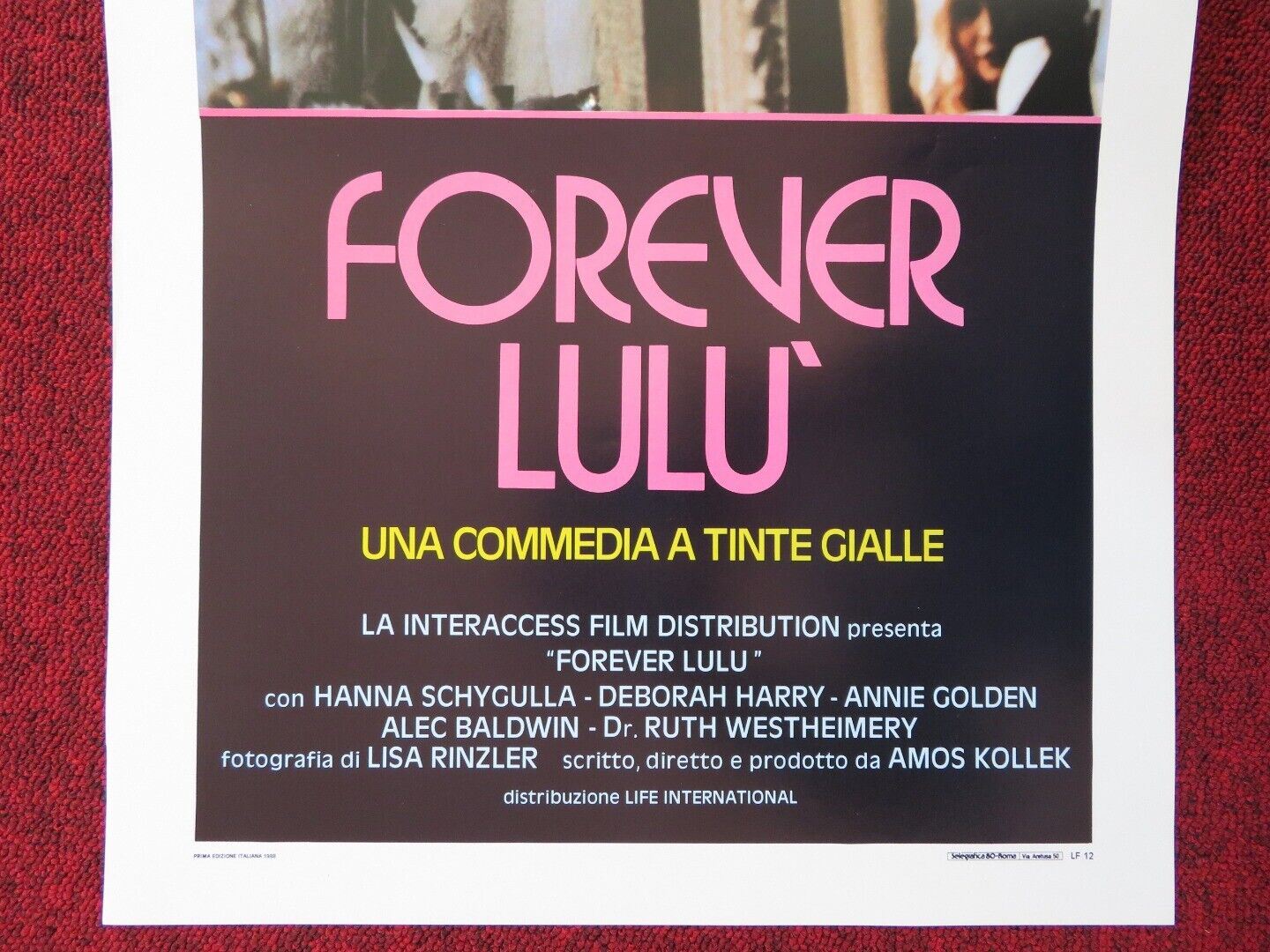 FOREVER, LULU ITALIAN LOCANDINA (27.5"x13") POSTER D HARRY A BALDWIN 1988