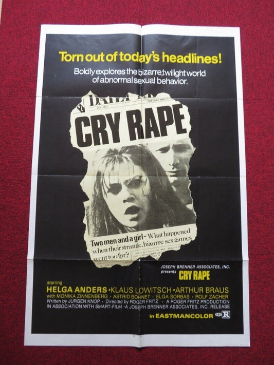 CRY RAPE / THE BRUTES FOLDED US ONE SHEET POSTER HELGA ANDERS K. LOWITSCH 1970