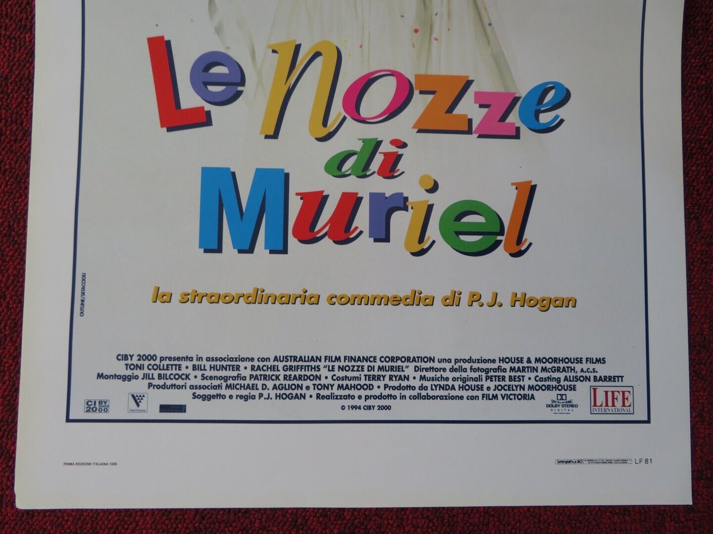 MURIEL'S WEDDING ITALIAN LOCANDINA (27.5"x13") POSTER TONI COLETTE 1995 - Rendezvous Cinema