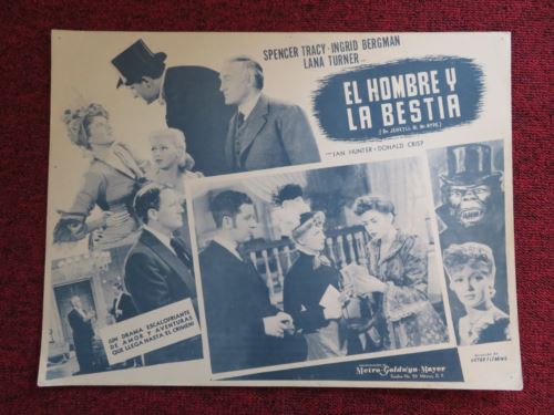 DR. JEKYLL AND MR. HYDE- BLUE MEXICAN LOBBY CARD SPENCER TRACY I. BERGMAN 1941