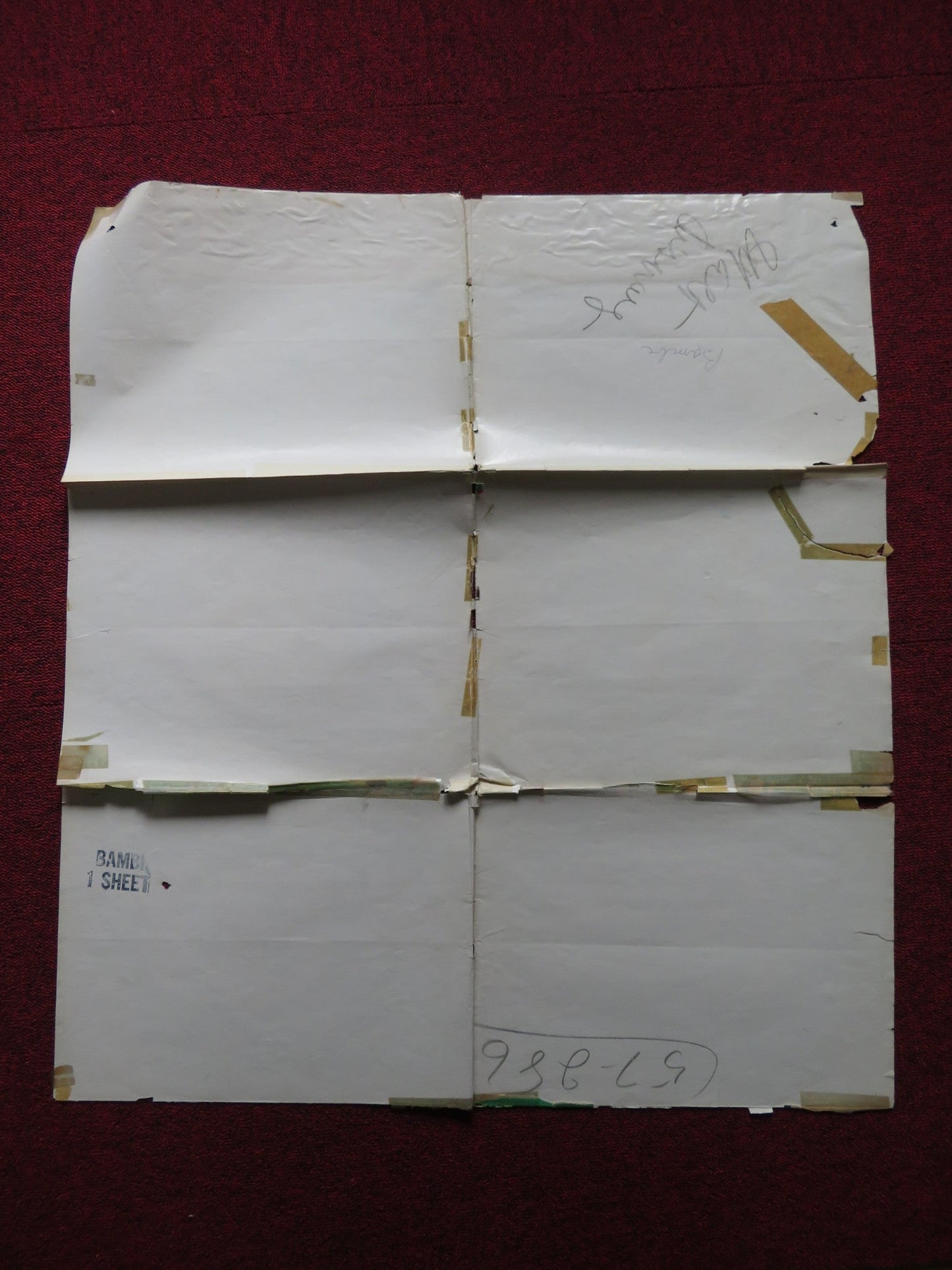 BAMBI FOLDED US ONE SHEET POSTER DISNEY R1957 Rendezvous Cinema Movie posters