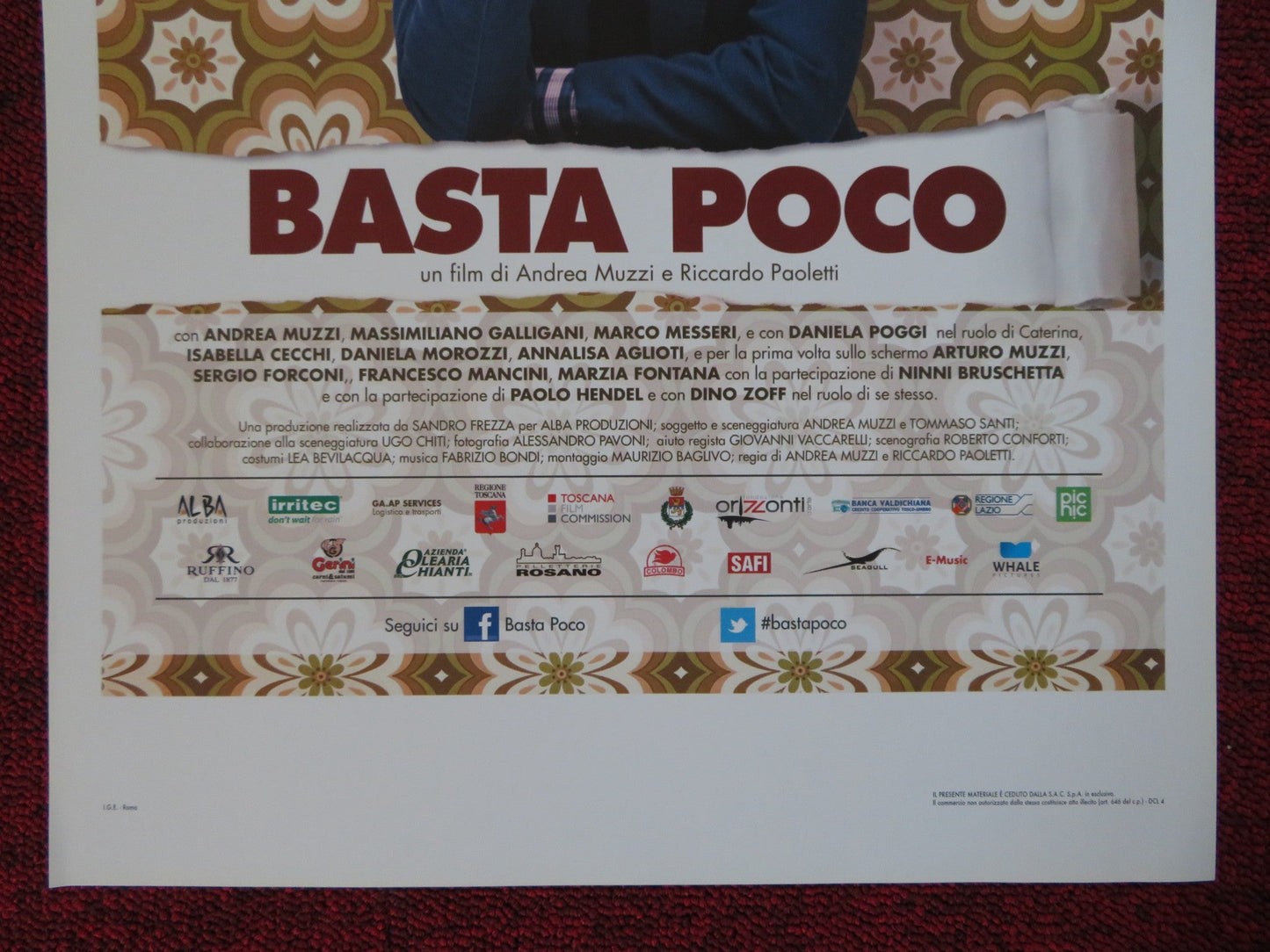 BASTA POCO ITALIAN LOCANDINA (26.5"x12.5") POSTER ANDRE MUZZI 2015 Rendezvous Cinema Movie posters