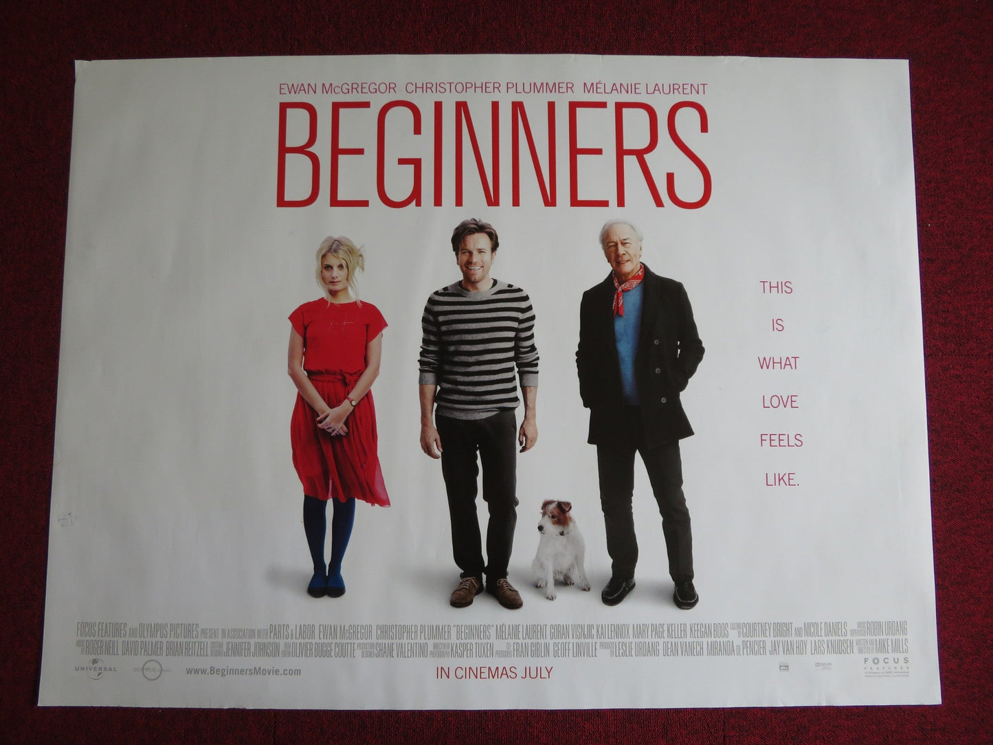 BEGINNERS UK QUAD (30"x 40") ROLLED POSTER E. MCGREGOR CHRISTOPHER PLUMMER 2010 Rendezvous Cinema Movie posters