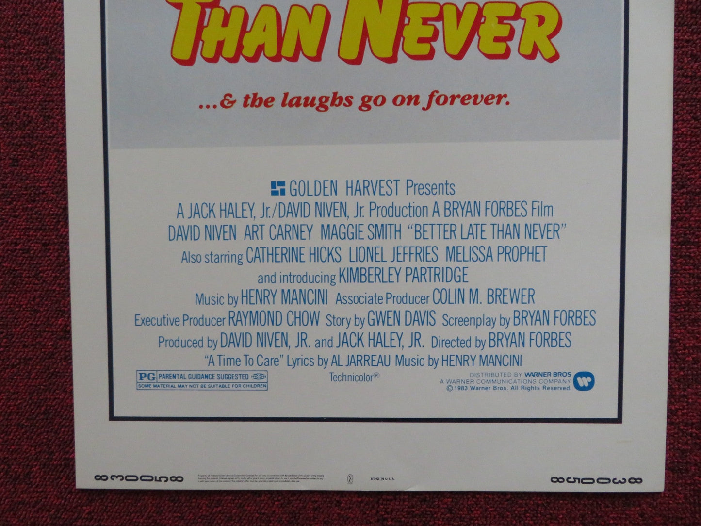 BETTER LATE THAN NEVER US INSERT (14"x 36") POSTER ART CARNEY MAGGIE SMITH 1983 Rendezvous Cinema Movie posters