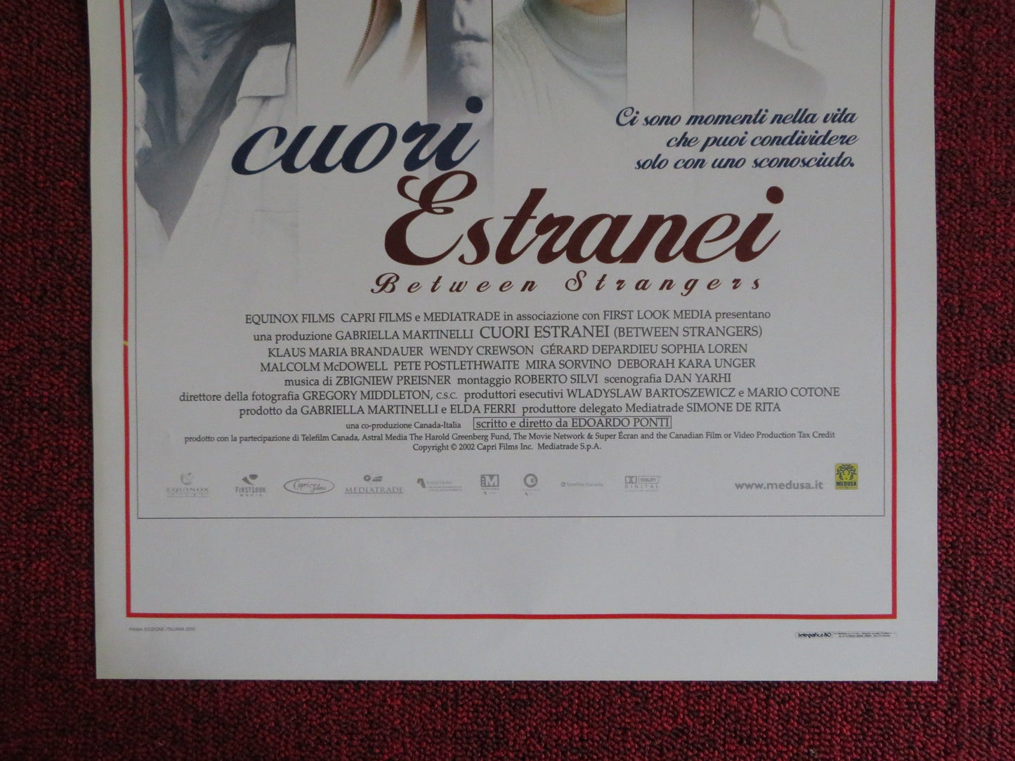 BETWEEN STRANGERS ITALIAN LOCANDINA POSTER SOPHIA LOREN GERARD DEPARDIEU 2002 Rendezvous Cinema Movie posters