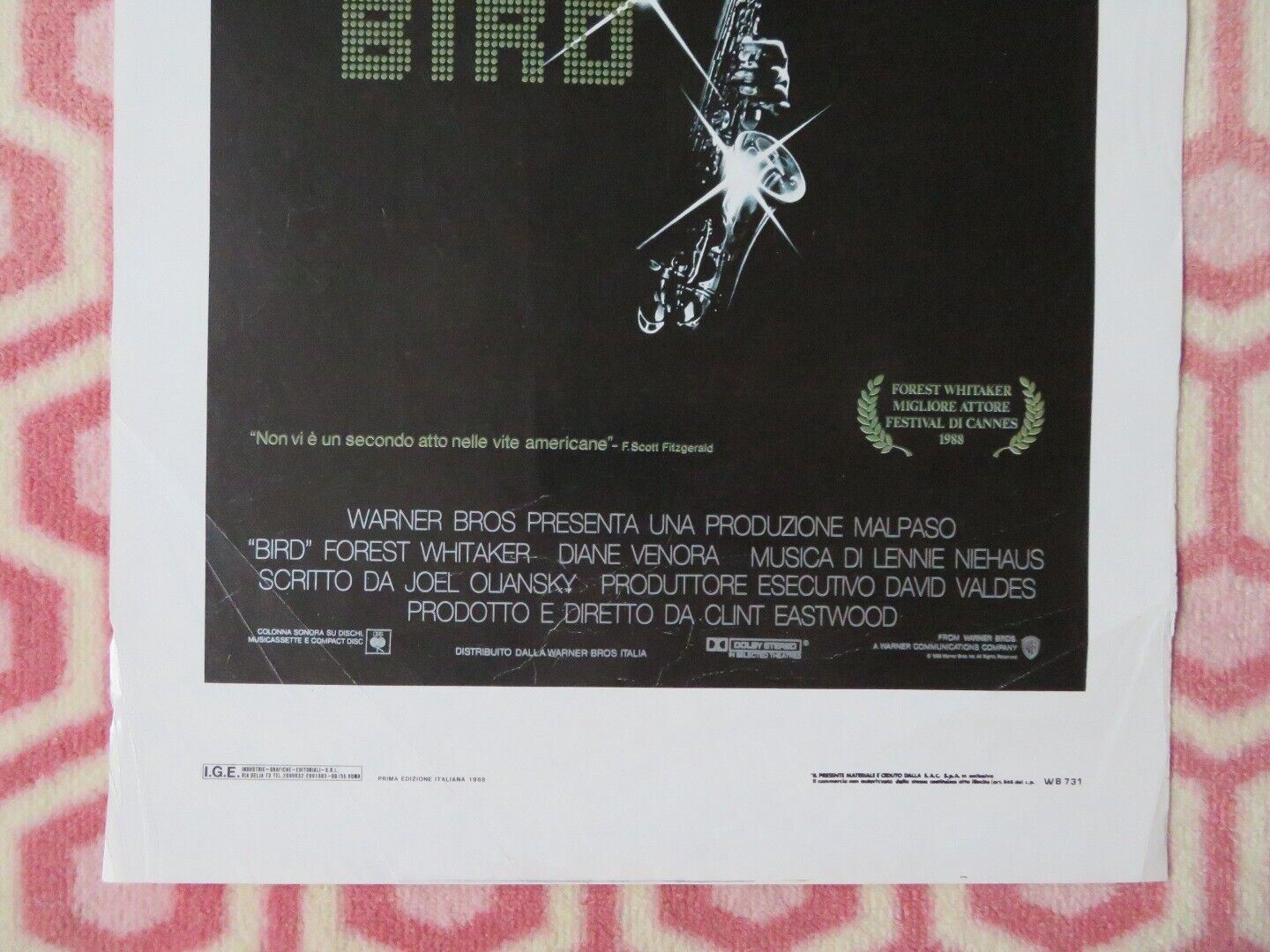 BIRD ITALIAN LOCANDINA (27.5"x13") POSTER CLINT EASTWOOD FOREST WHITAKER 1988 - Rendezvous Cinema