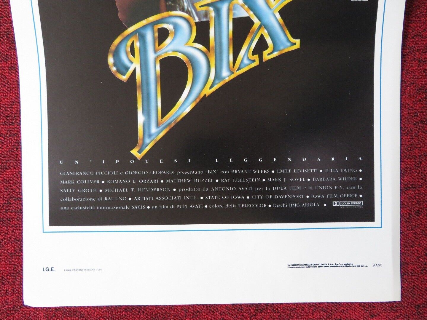 BIX ITALIAN LOCANDINA (27.5"x13") POSTER BRYANT WEEKS EMILE B. LEVISETTI 1991 Movie posters