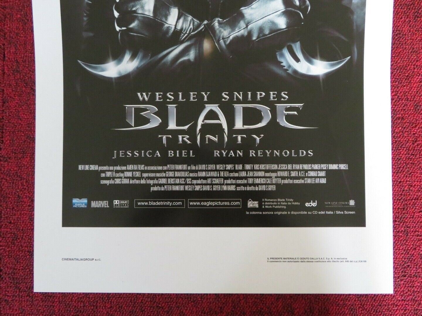 BLADE: TRINITY ITALIAN LOCANDINA (27.5"x13") POSTER WESLEY SNIPES JESSICA BIEL Movie posters