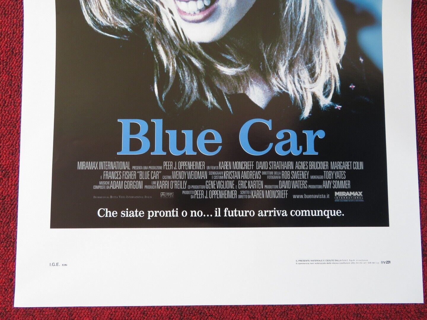 BLUE CAR ITALIAN LOCANDINA (27.5"x13") POSTER DAVID STRATTHAIRN 2002 Movie posters