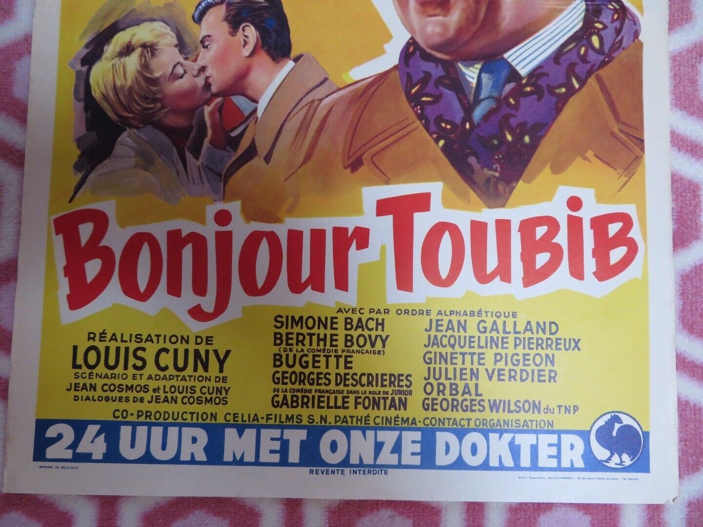 BONJOUR TOUBIB/ Hi Doc BELGIUM (22"x 14.5) POSTER NOEL NOEL SIMON BACH 1957 Movie posters