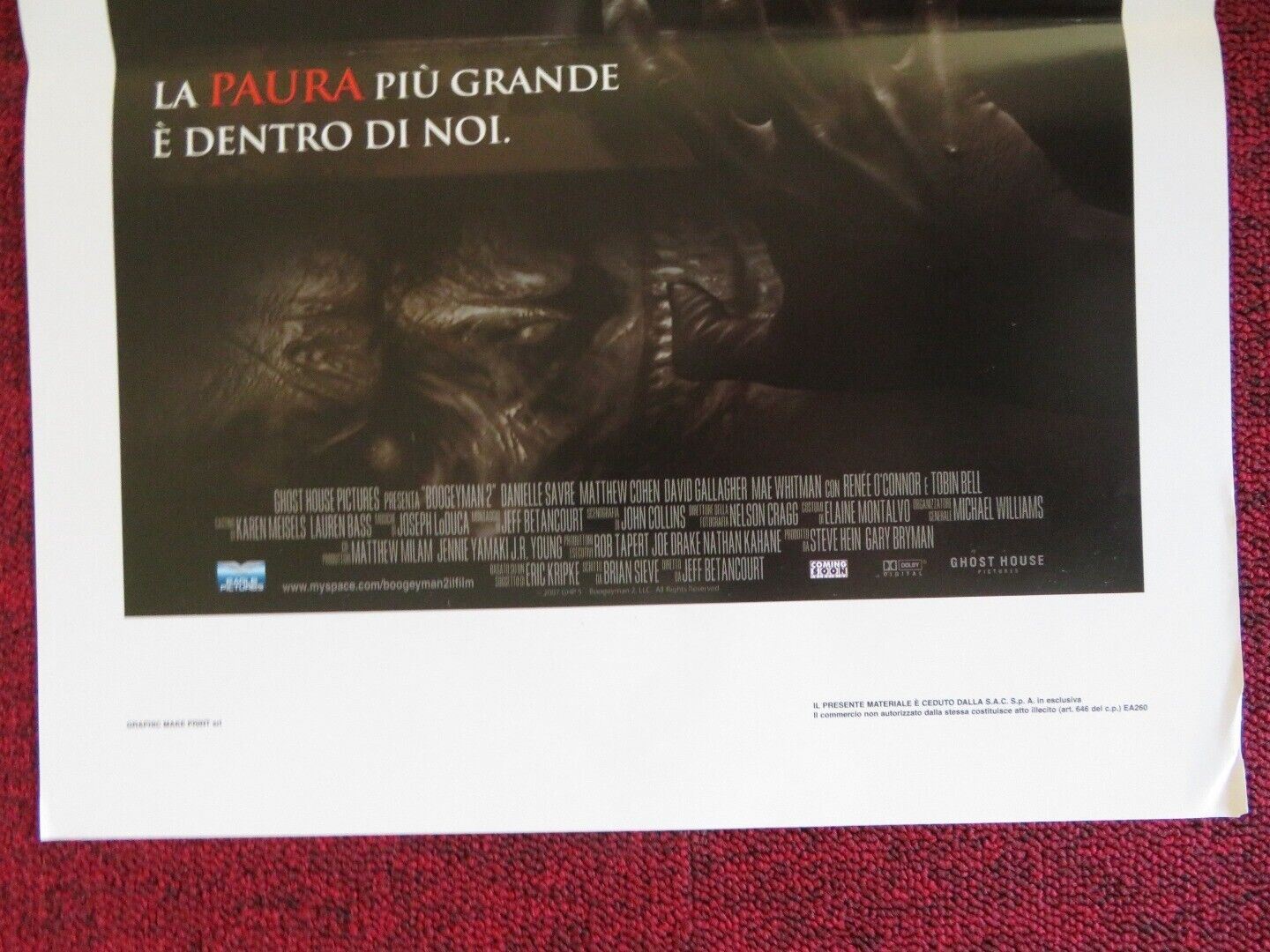 BOOGEYMAN 2 ITALIAN LOCANDINA (27.5"x12.5") POSTER MATT COHEN DANIELLE SAVRE '07 - Rendezvous Cinema