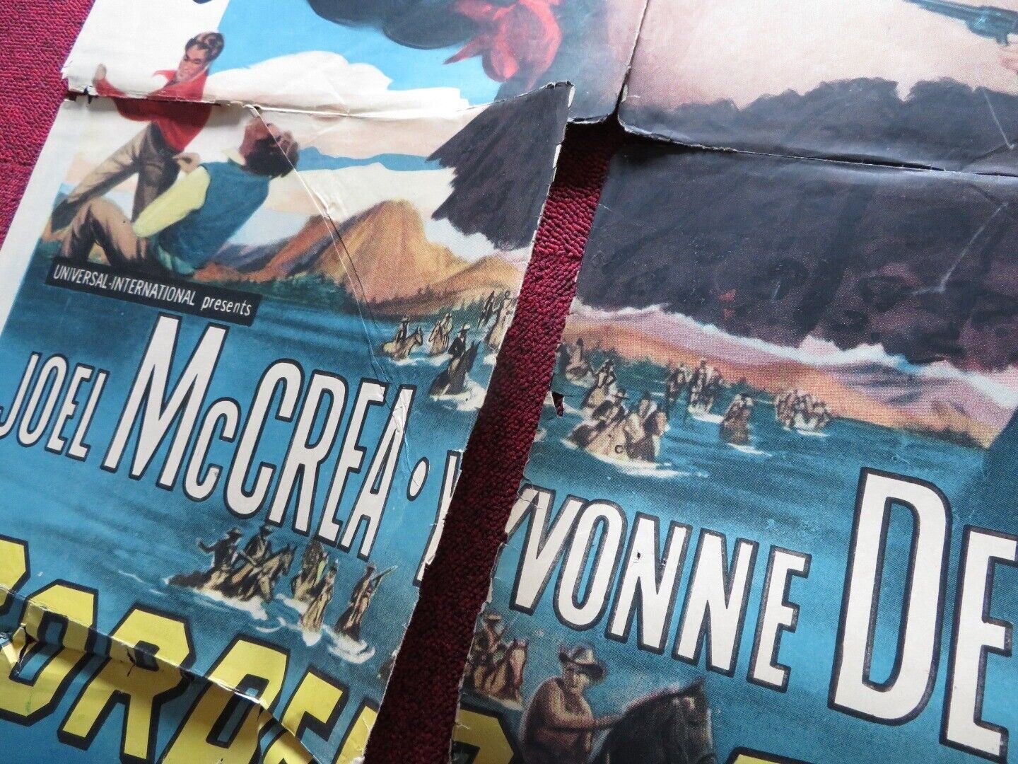 BORDER RIVER USA ONE SHEET POSTER JOEL MCCREA YVONNE DE CARLO 1954 Movie posters