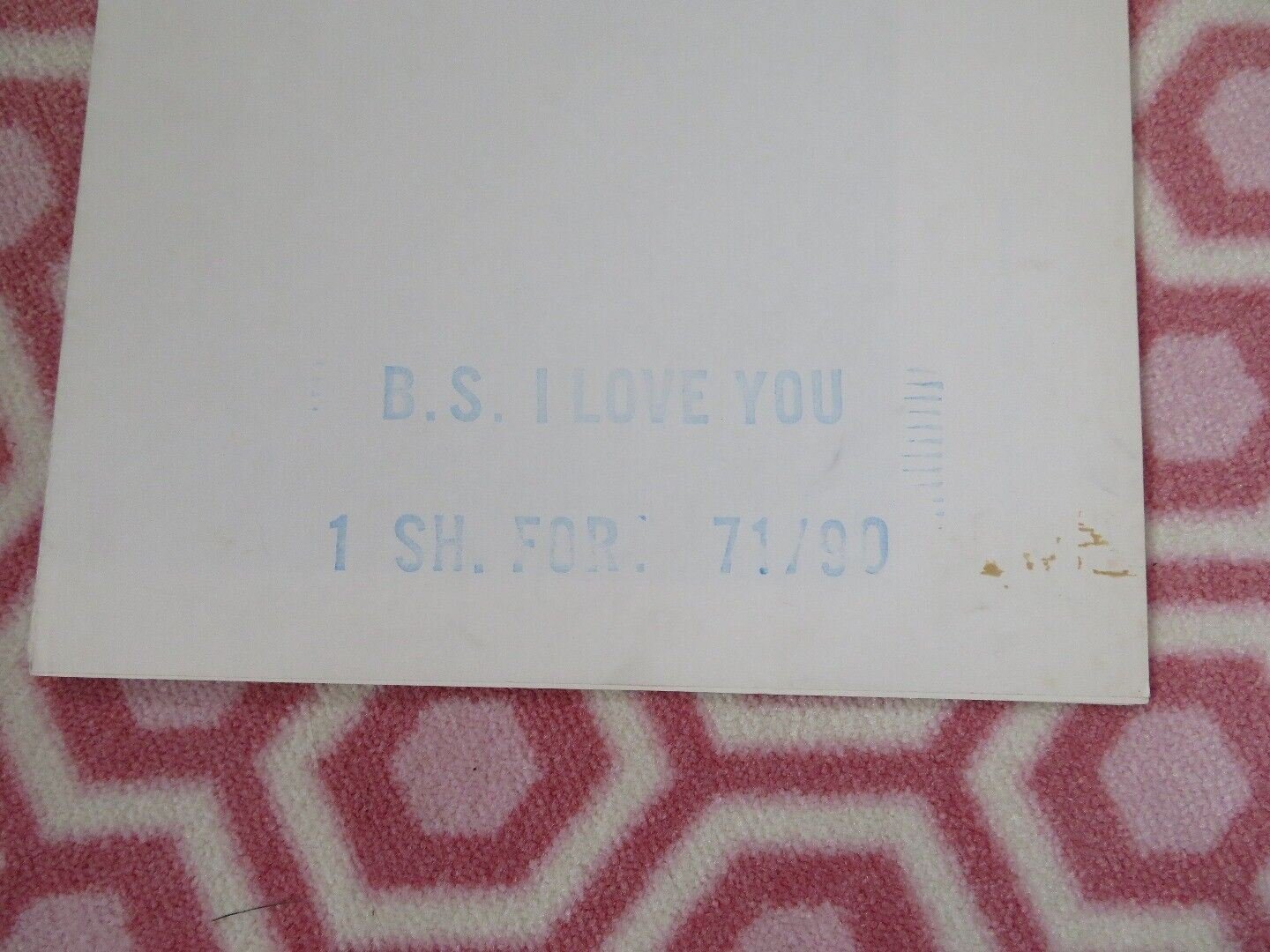 B.S I LOVE YOU FOLDED US ONE SHEET POSTER PETER KASTNER JOANNA CAMERCON 1971 Movie posters