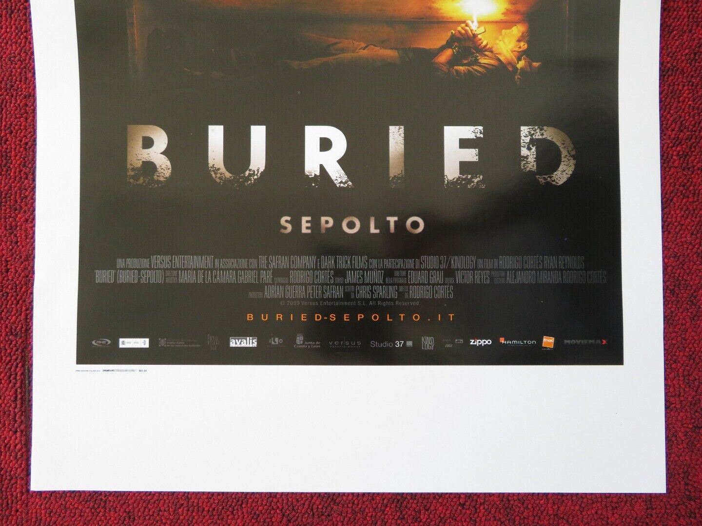 BURIED ITALIAN LOCANDINA (27.5"x13") POSTER RYAN REYNOLDS ROBERT PATERSON 2010 Movie posters