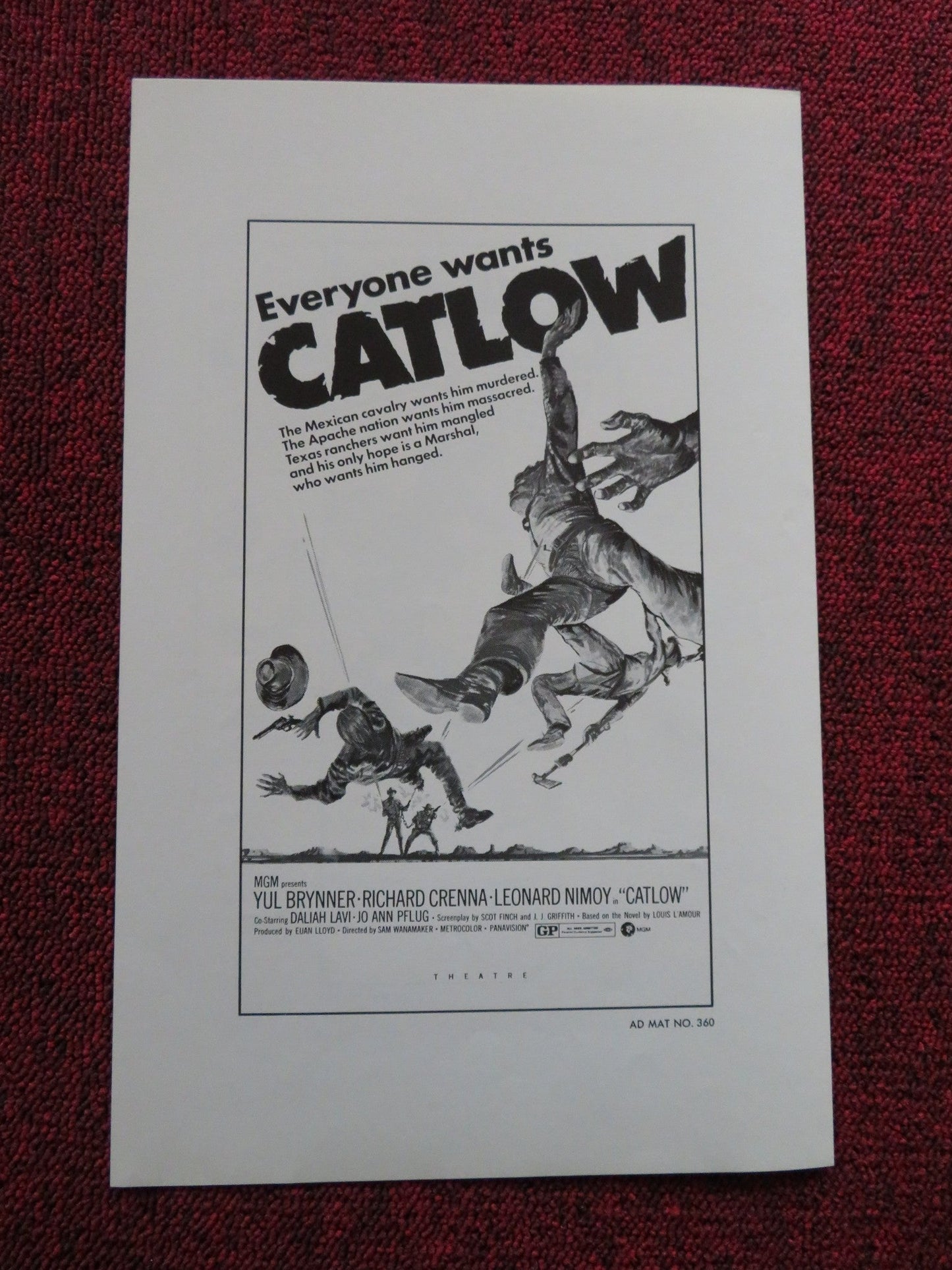 CATLOW US PRESSBOOK SUPPLEMENT - UNCUT YUL BRYNNER RICHARD CRENNA 1971 Rendezvous Cinema Movie posters