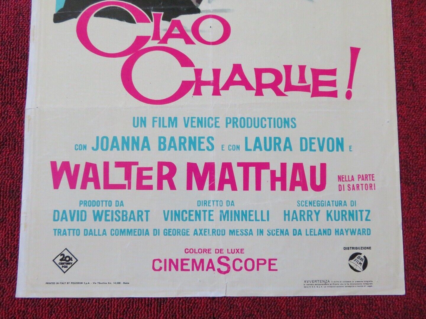 CIAO CHARLIE / Goodbye Charlie ITALIAN LOCANDINA (27.5"x13") POSTER T CURTIS '64 Movie posters