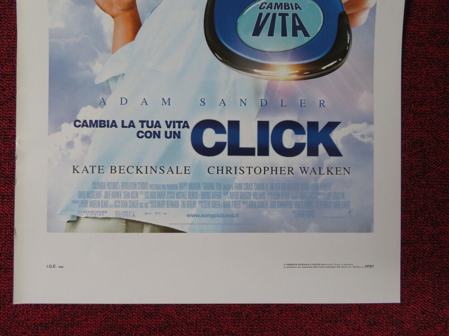 CLICK ITALIAN LOCANDINA (27.5"x13") POSTER ADAM SANDLER KATE BECKINSALE 2006 Movie posters