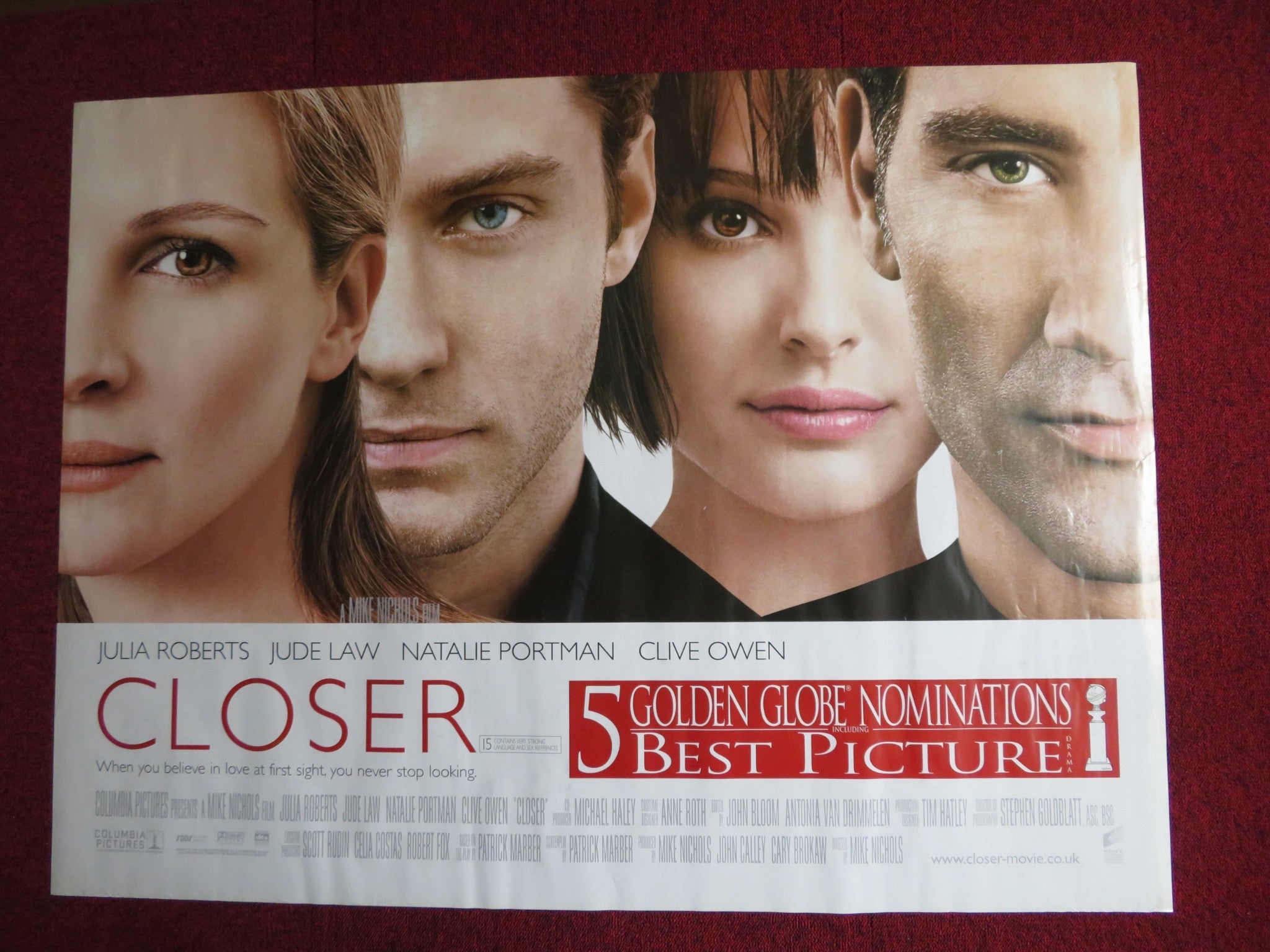 CLOSER UK QUAD 30 x 40 ROLLED POSTER JULIA ROBERTS JUDE LAW 2004 closer-uk-quad-30-x-40-rolled-poster-julia-roberts-jude-law-2004