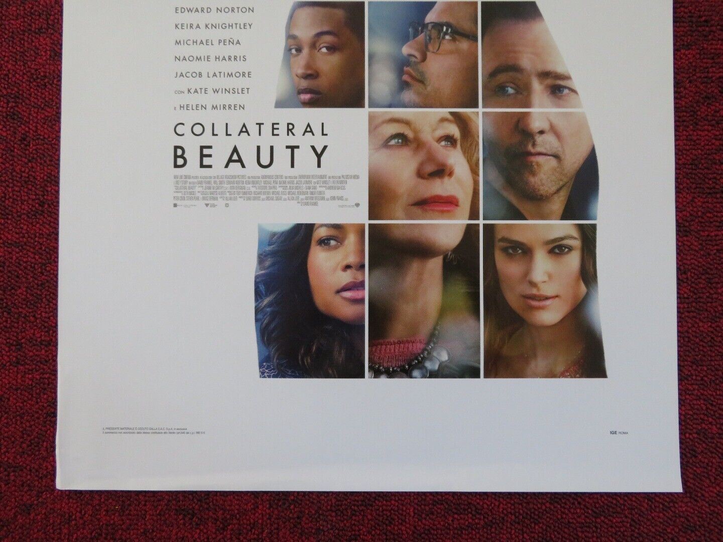 COLLATERAL BEAUTY ITALIAN LOCANDINA (27.5"x13") POSTER W SMITH K WINSLET 2016 Rendezvous Cinema Movie posters