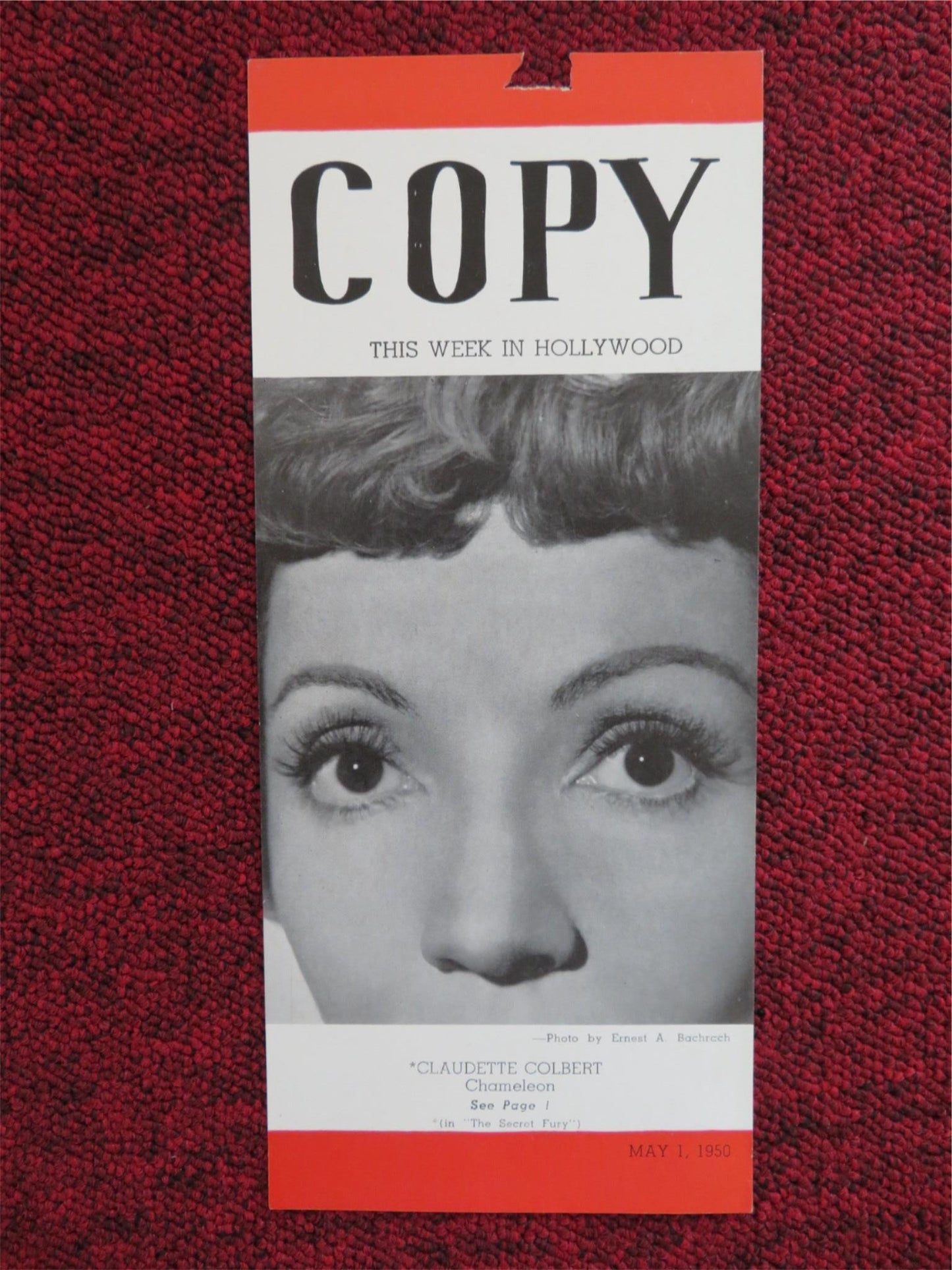 COPY FLYER MAY 1ST 1950 THE SECRET FURY RKO RADIO CLAUDETTE COLBERT Rendezvous Cinema Movie posters