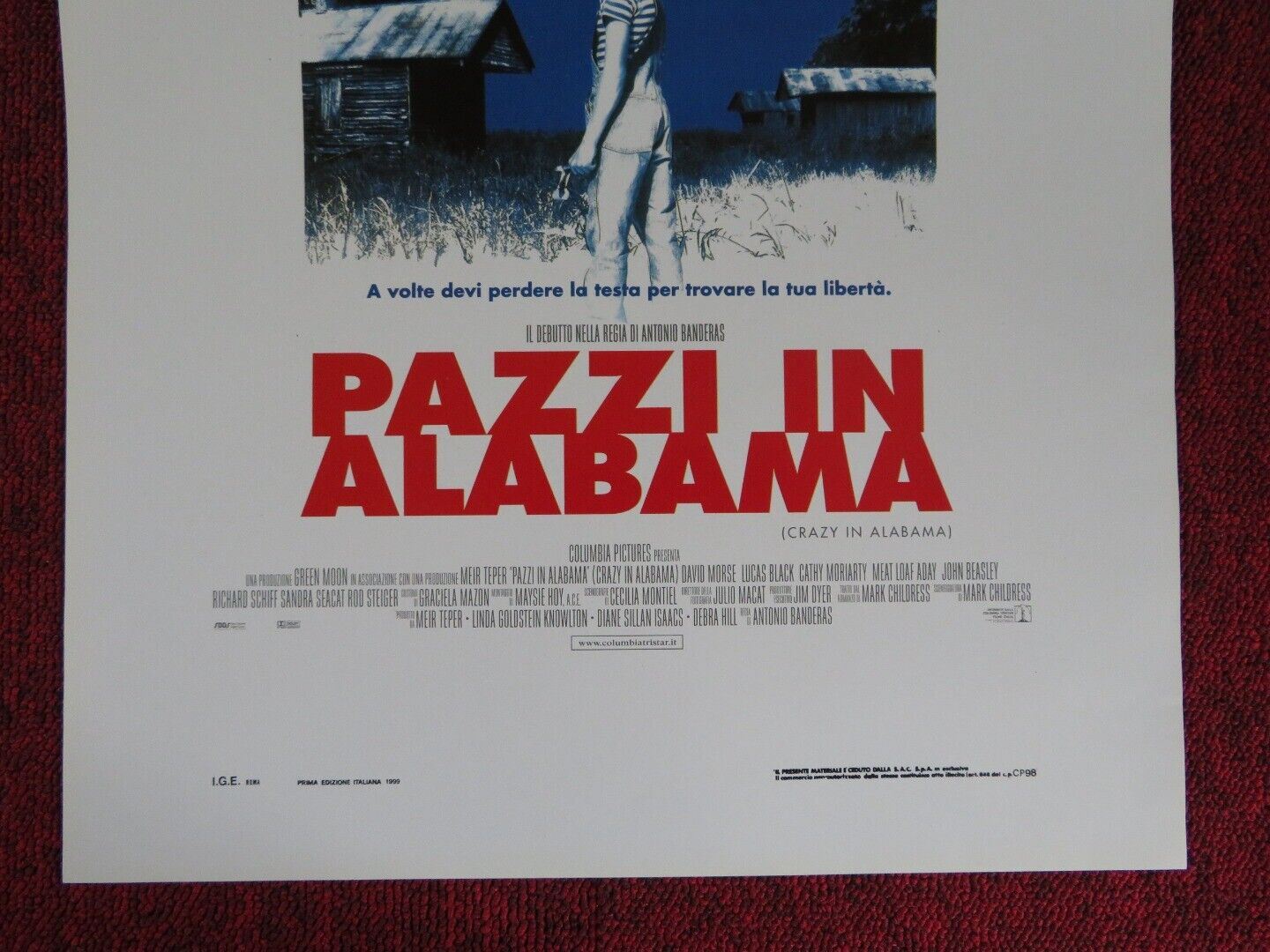 CRAZY IN ALABAMA ITALIAN LOCANDINA (27.5"x13") POSTER MELANIE GRIFFITH 1999 Movie posters
