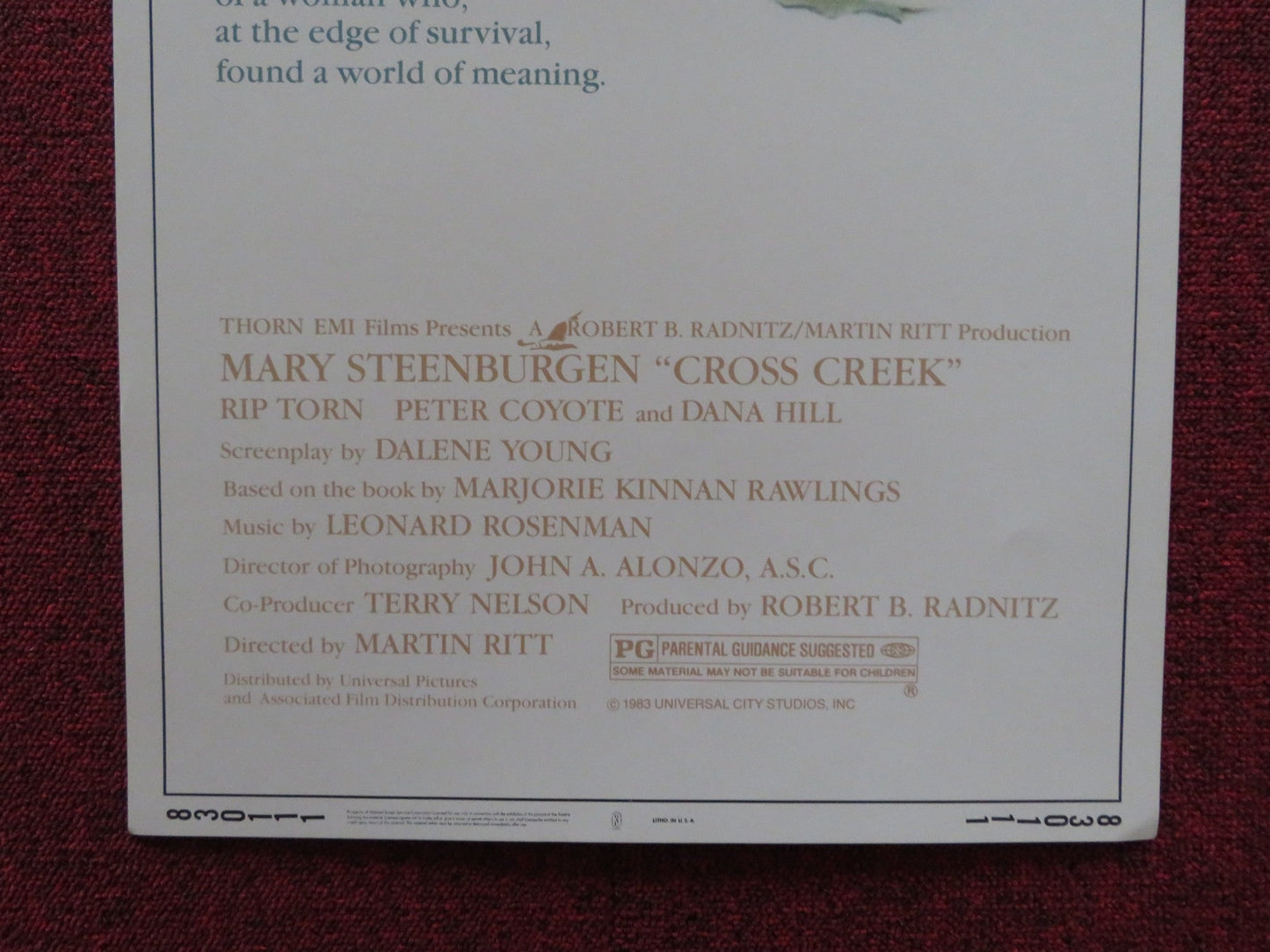 CROSS CREEK US INSERT (14"x 36") POSTER MARY STEENBURGEN RIP TORN 1983 Rendezvous Cinema Movie posters