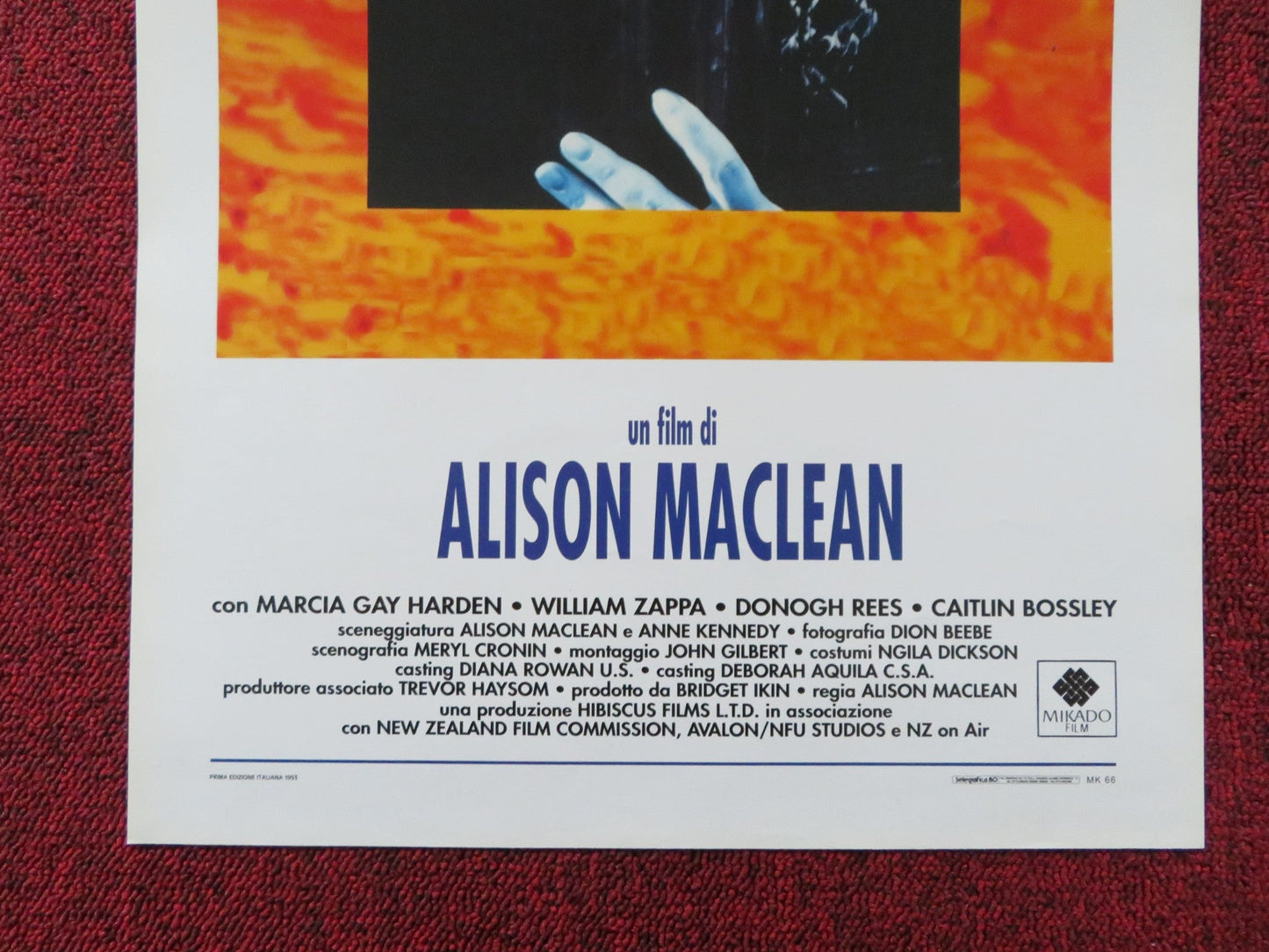 CRUSH ITALIAN LOCANDINA POSTER MARCIA GAY HARDEN WILLIAM ZAPPA 1993 Rendezvous Cinema Movie posters