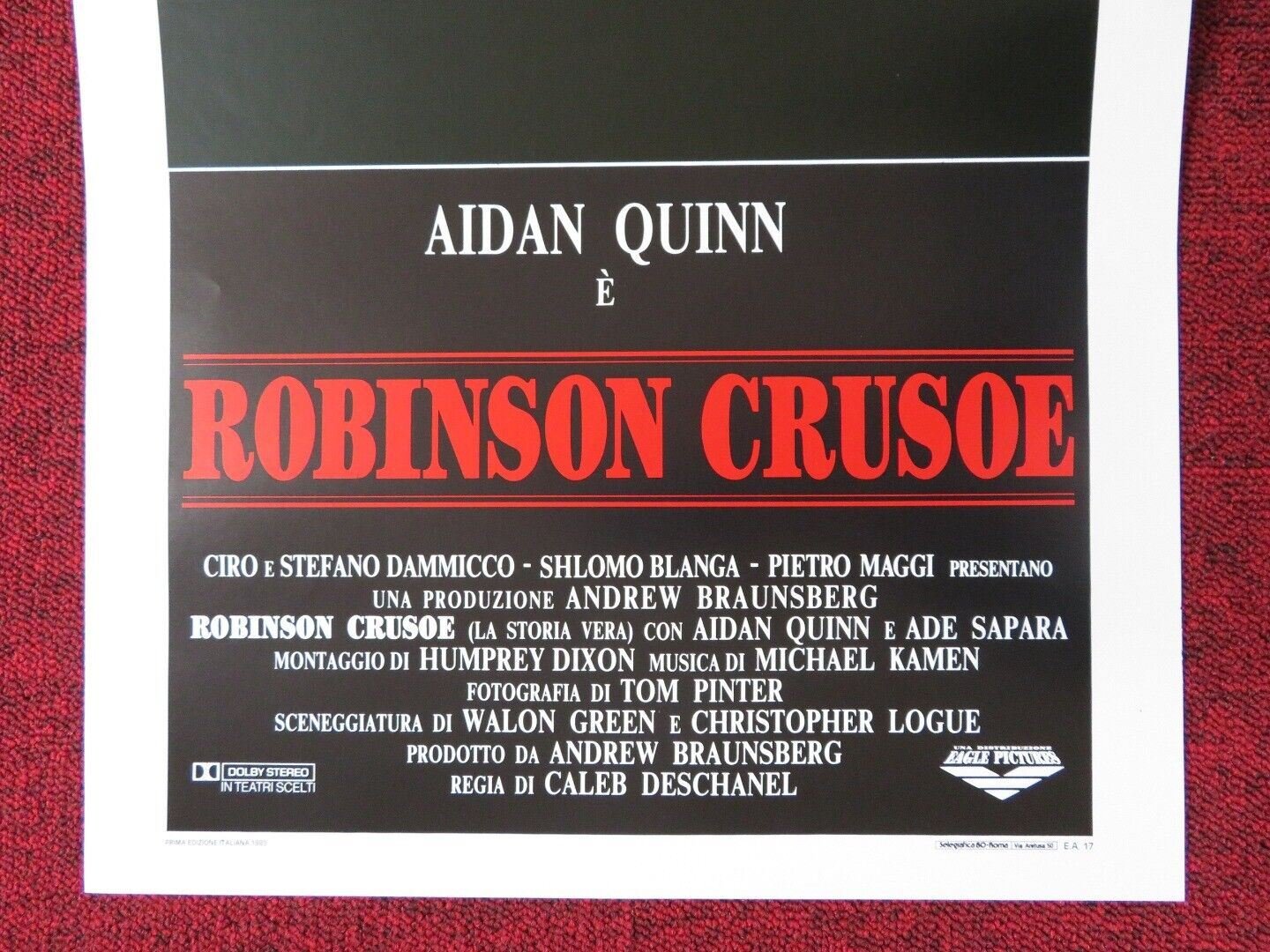 CRUSOE ITALIAN LOCANDINA (27.5"x13") POSTER AIDAN QUINN ELVIS PAYNE 1989 Movie posters