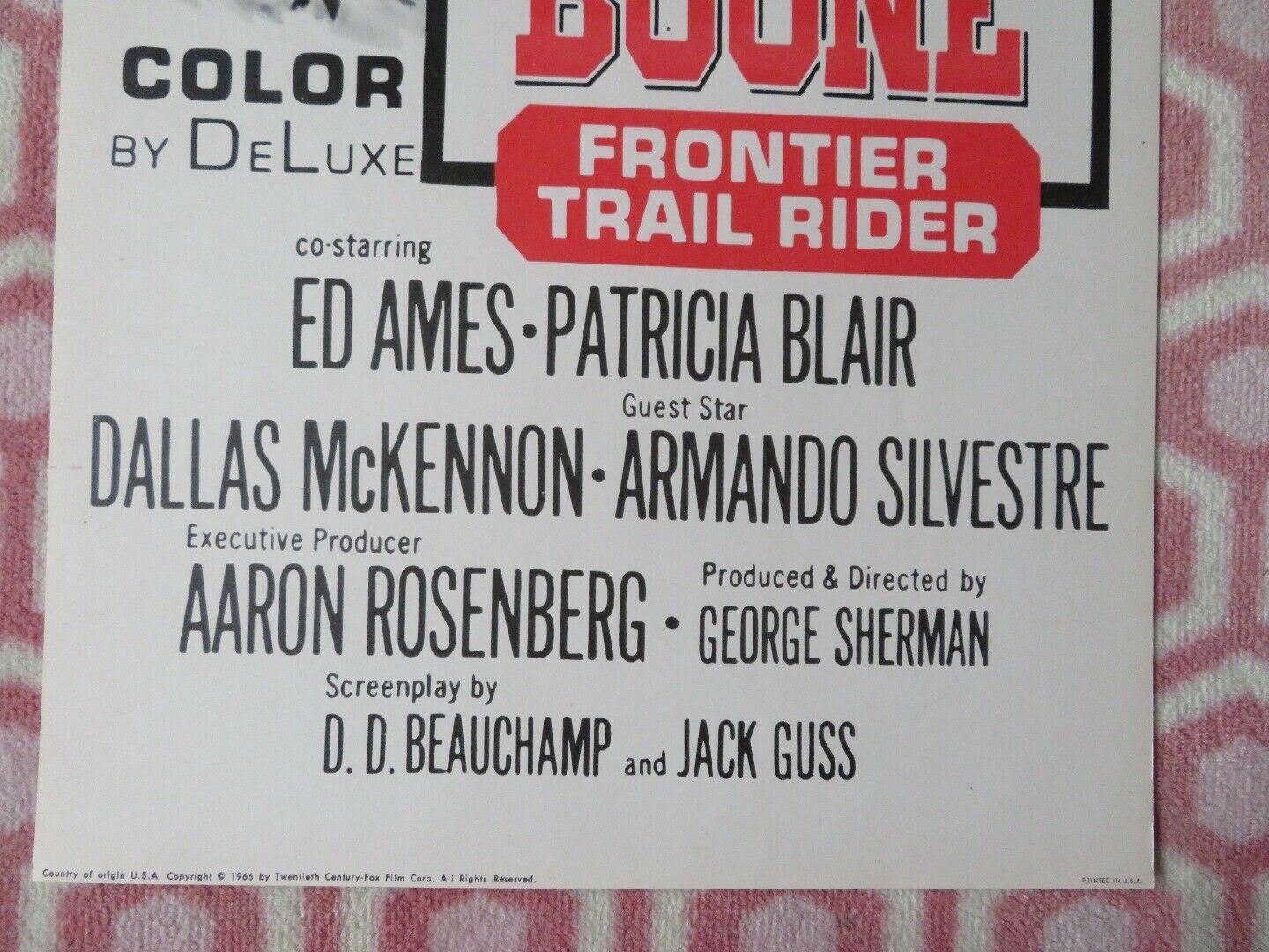 DANIEL BOONE: FONTIER TRAIL RIDER US INSERT (14"x 36") POSTER FESS PARKER 1966 Movie posters